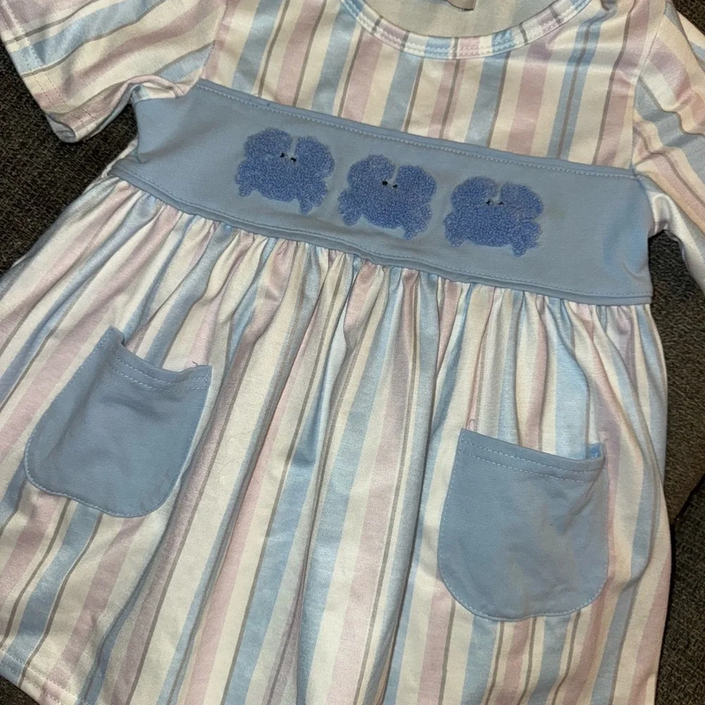 Striped Top and Shorts Set - Embroidered Crabs - Abby & Evie - Size 3T - Picture 3 of 7